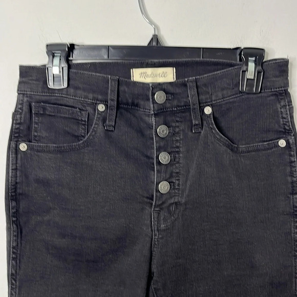 Madewell Berkeley Black 10” High Rise Skinny Jeans Button Through Edition - Picture 3 of 12